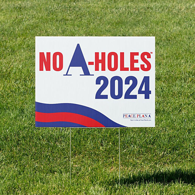 Election 2024 No A-Holes 2024 Yard Sign